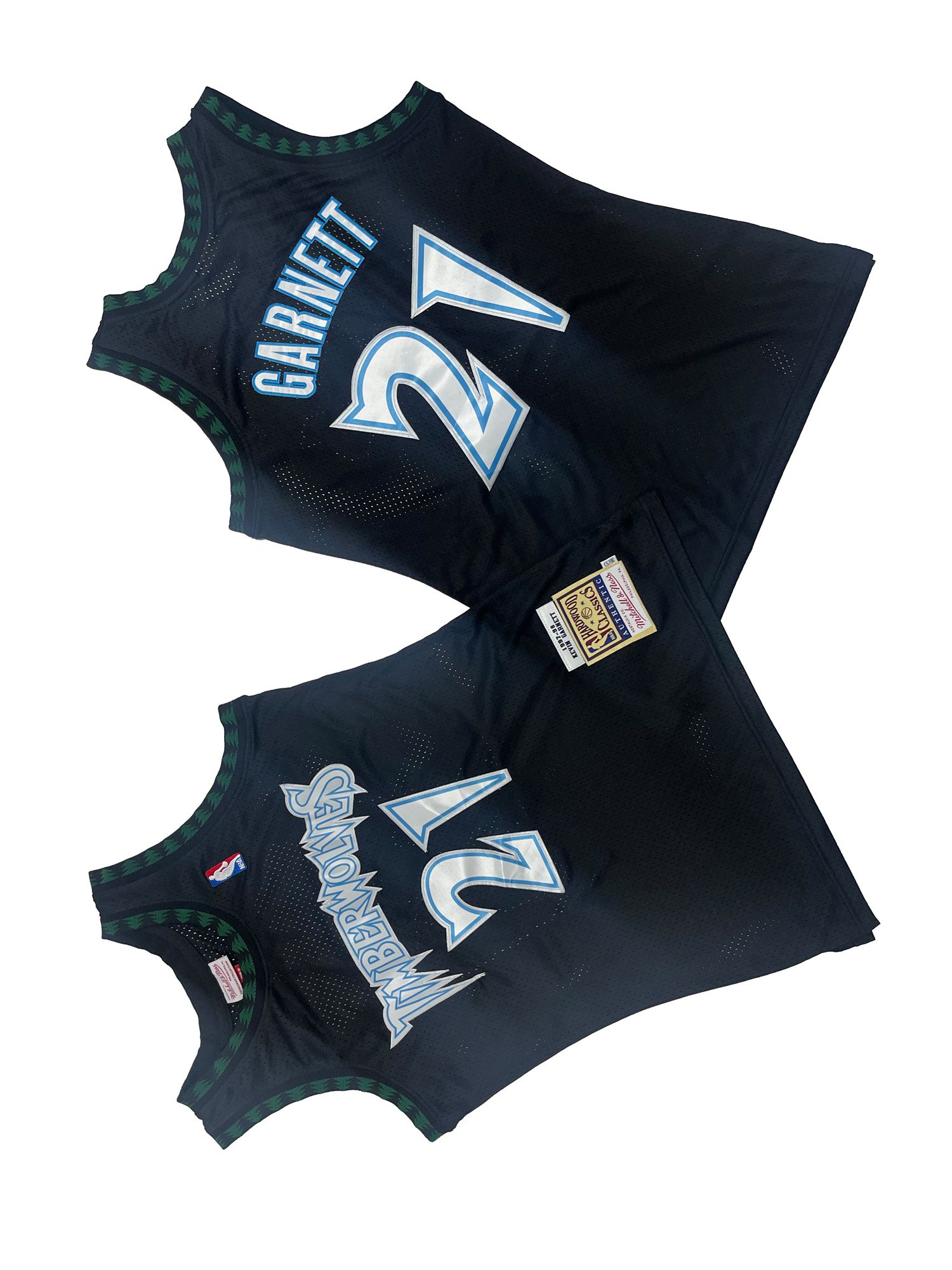Men Minnesota Timberwolves #21 Garnett Black Throwback NBA Jersey
